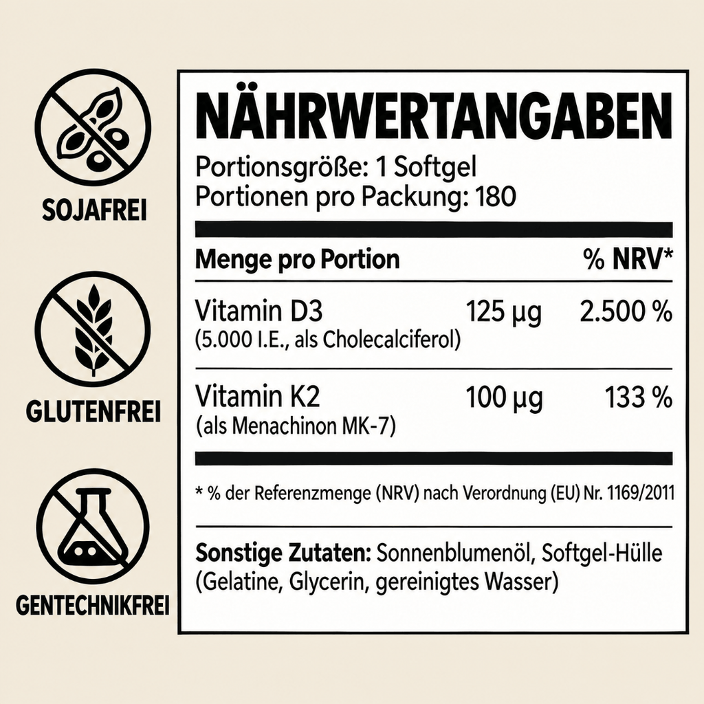 Vitamin D3 + K2 Weichkapseln